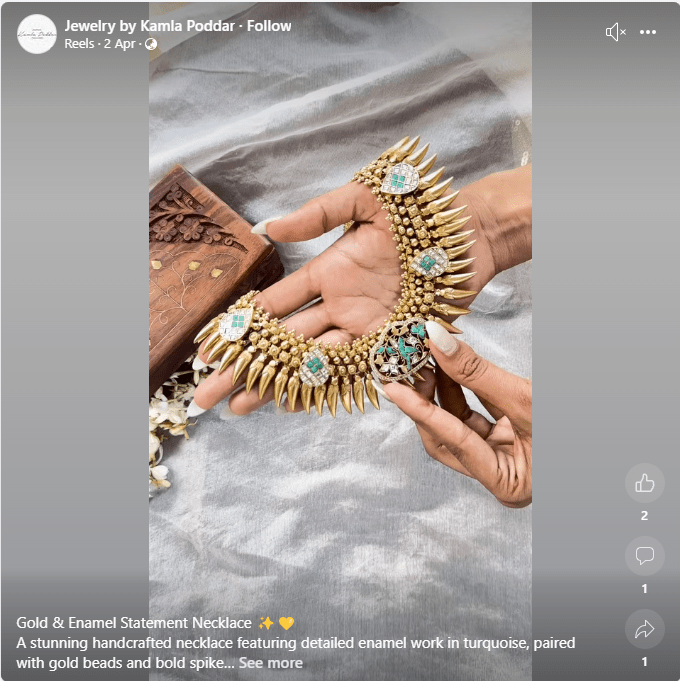 handmade jewelry example, build customer relationship example, social media engagement, facebook marketing,